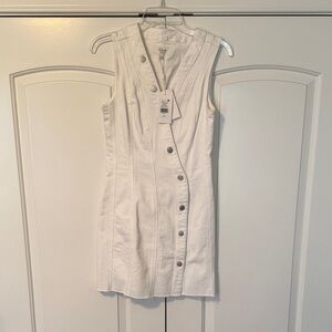 Rails White Sleeveless Asymmetrical Button Mini Dress